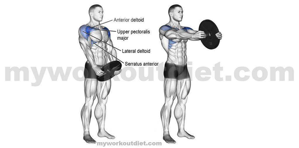 Plate-Front-Raise | Top 10 killer shoulder workout with dumbbell | for shoulder exercise | myworkoutdiet.com